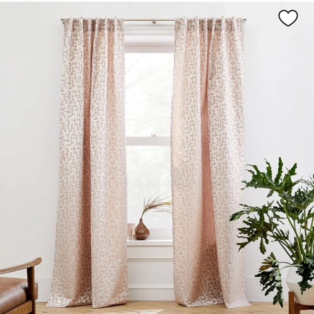 West Elm Maze Jacquard Curtain 48x84 in Pink Stone